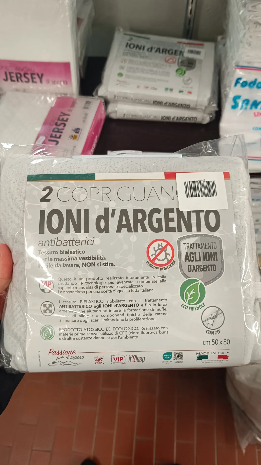 [8051772850647] Set 2 Copriguanciale - Ioni D'argento Antibatterico - Poliestere