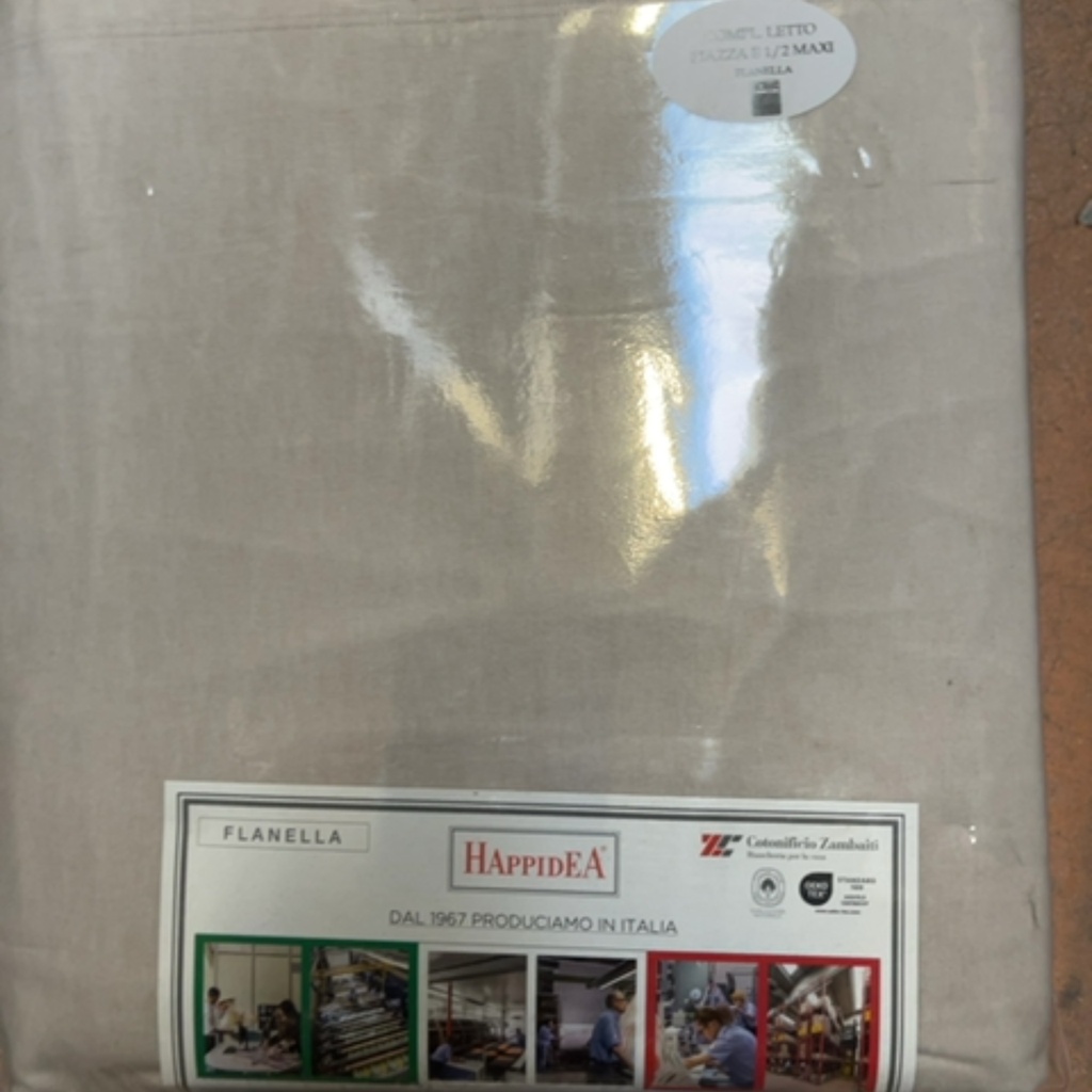 Completo Letto - Tinta Unita - Flanella - Happidea - F2 052177212