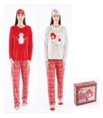 [8053193237571] Pigiama e Calzini e Mascherina - Set 3 Pz Coral - Misto Cotone